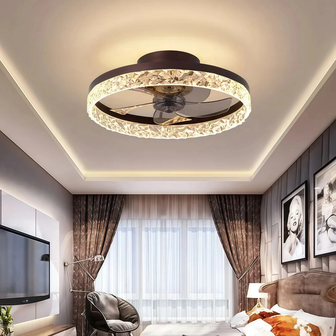 Ventilador de techo moderno y elegante con luz LED regulable para dormitorio Ø50 cm