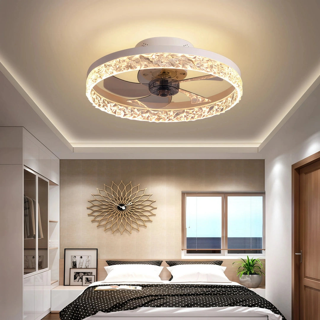 Ventilador de techo moderno y elegante con luz LED regulable para dormitorio Ø50 cm