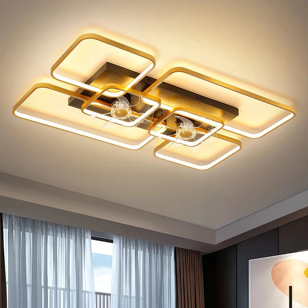 Ventilador de techo de diseño con luz LED, mando a distancia y estilo moderno para salón
