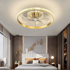 Ventilador de techo con diseño de flor dorado silencioso para dormitorio Ø50 cm