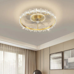 Ventilador de techo con diseño de flor dorado silencioso para dormitorio Ø50 cm
