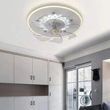 Ventilador de techo redondo con luz LED silencioso diseño moderno para dormitorio