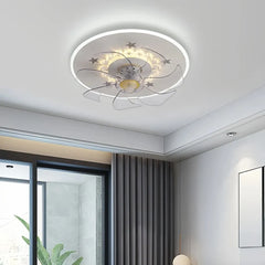 Ventilador de techo redondo con luz LED silencioso diseño moderno para dormitorio