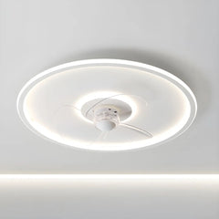 Ventilador de techo redondo con luz LED moderno función verano invierno dormitorio