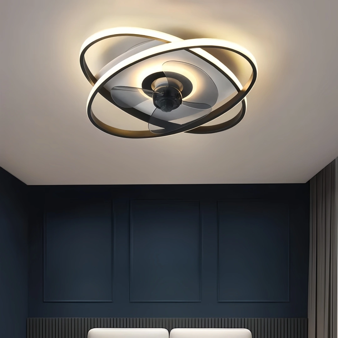 Ventiladores de techo con luz LED de diseño moderno silenciosos para dormitorio