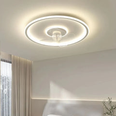 Ventilador de techo moderno silencioso con luz LED regulable para dormitorio