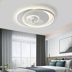Ventilador de techo moderno silencioso con luz LED regulable para dormitorio