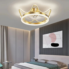 Ventilador de techo de diseño moderno silencioso dorado para dormitorio Ø50 cm