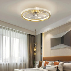 Ventilador de techo de diseño moderno silencioso dorado para dormitorio Ø50 cm