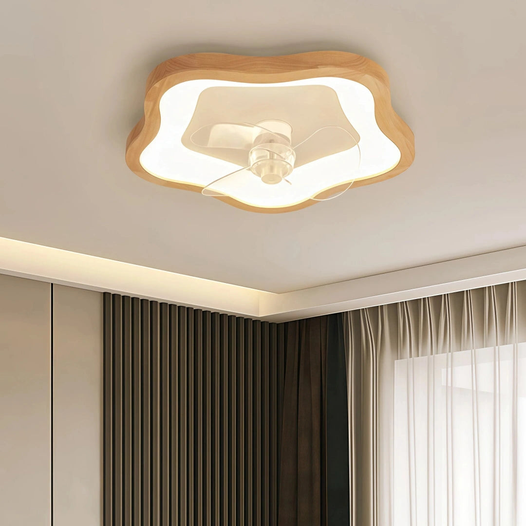 Ventilador de techo con luz de madera nórdico silencioso Ø50 cm para dormitorio
