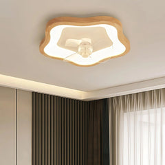 Ventilador de techo con luz de madera nórdico silencioso Ø50 cm para dormitorio