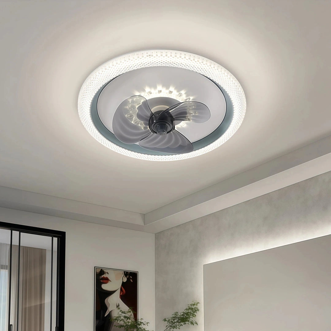 Ventilador de techo moderno silencioso con luz LED y mando Morandi Ø50 cm