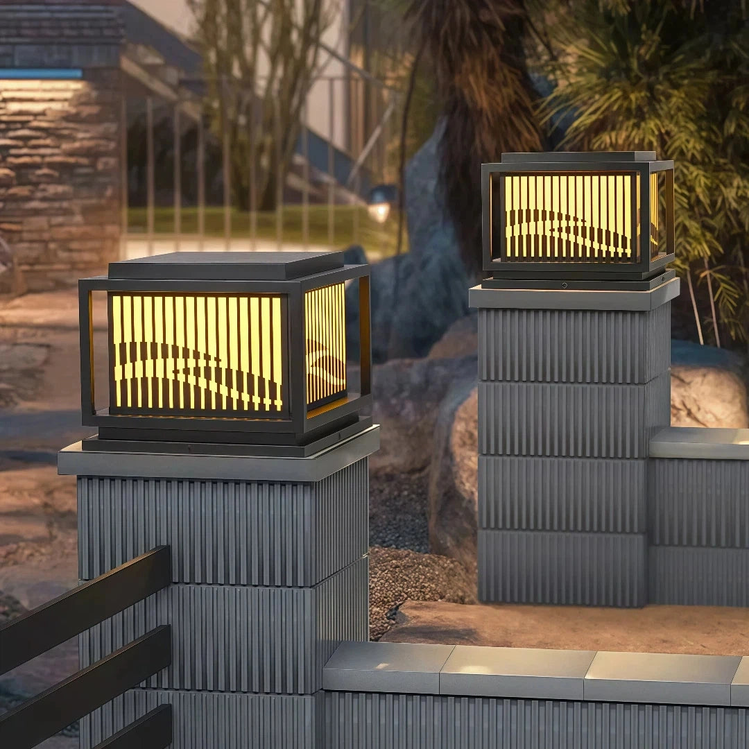 Sobremuro exterior solar LED IP65 de metal estilo chino para pilar