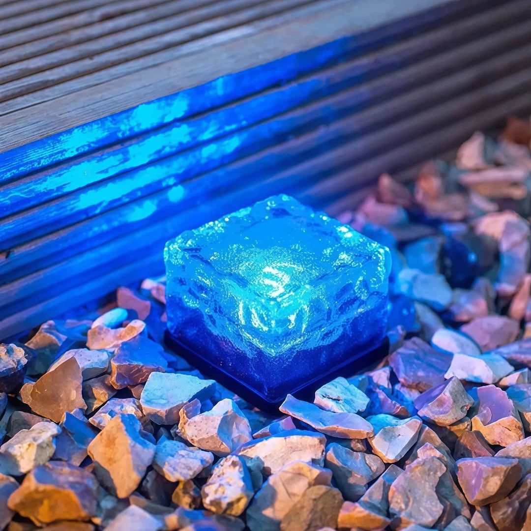 Lámpara decorativa exterior solar LED IP65 de suelo con efecto hielo