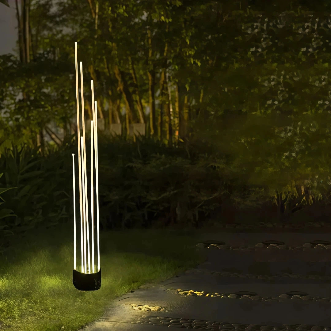 Lámpara decorativa exterior LED IP65 moderna de fibra óptica efecto junco para jardín