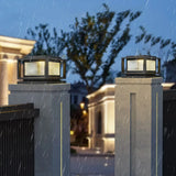Baliza sobremuro exterior LED IP65 de vidrio y metal negra para jardín