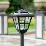 Lámpara estaca solar LED tipo farol negra IP65 para jardín