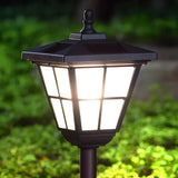 Lámpara estaca solar LED tipo farol negra IP65 para jardín