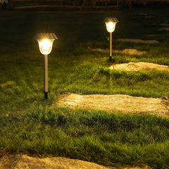 Lámpara de estaca para jardín solar LED IP65 plateada