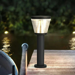 Baliza exterior solar para jardín LED IP65 de metal negra moderna