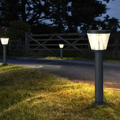 Baliza exterior solar para jardín LED IP65 de metal negra moderna