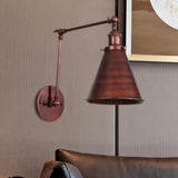 Aplique de pared con brazo articulado industrial de metal para mesilla de noche
