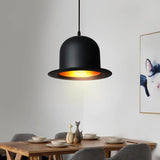 Lámpara Colgante Sombrero LED Negra Diseño Moderno para Comedor