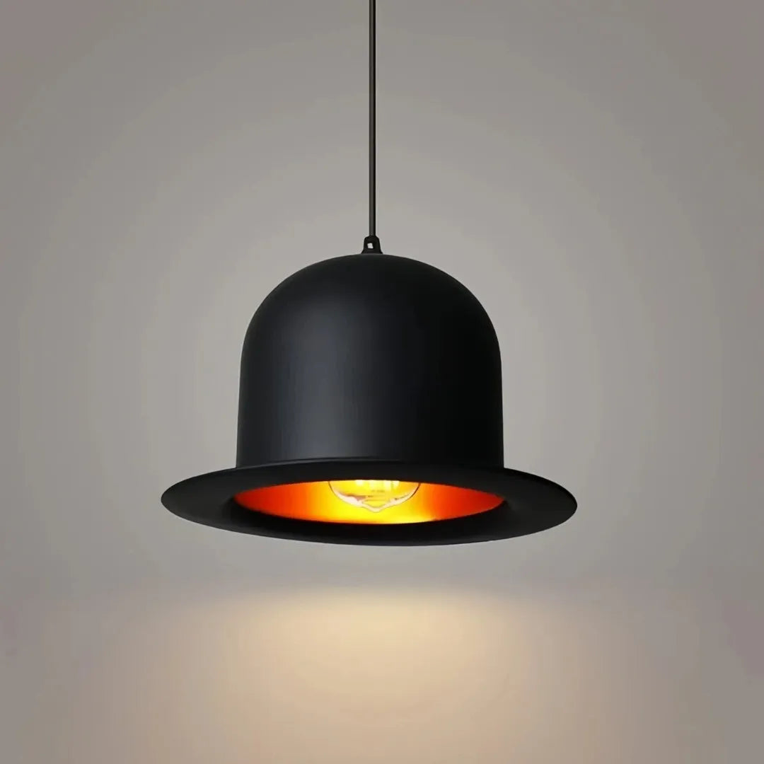 Lámpara Colgante Sombrero LED Negra Diseño Moderno para Comedor