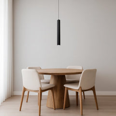 Lámpara Colgante Cilíndrica Moderna de Metal Negra para Comedor