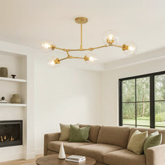 Lámpara Araña Colgante Nórdica de Vidrio Molecular con Luz Tricolor Regulable para Salón