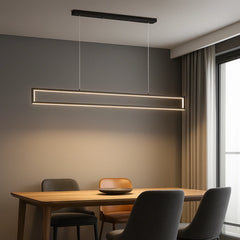 Lámpara Colgante LED Rectangular Moderna de Marco Metálico Negro para Comedor