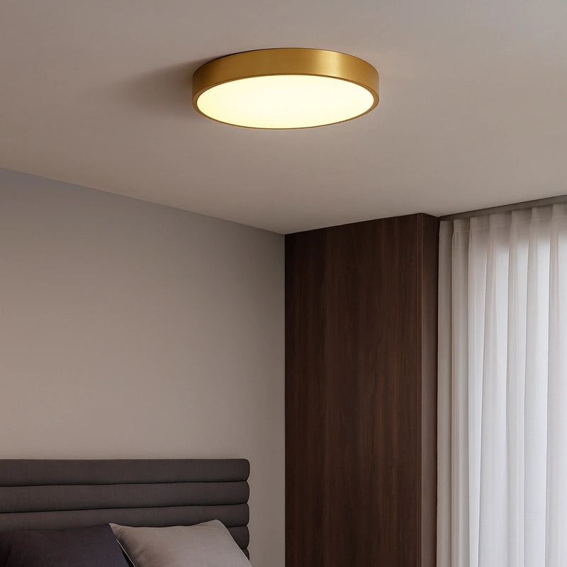 Lámpara de Techo LED Moderna de Cobre para Dormitorio Redonda