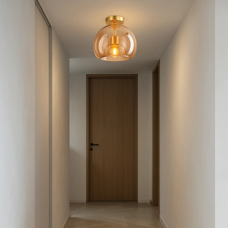 Lámpara de Techo Moderna de Latón y Vidrio para Pasillo