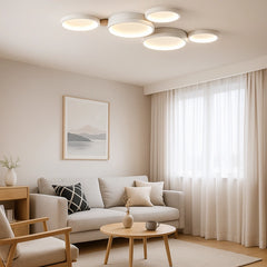 Lámpara LED de Techo Estilo Nórdico de Aros Múltiples para Salón con Protección Ocular