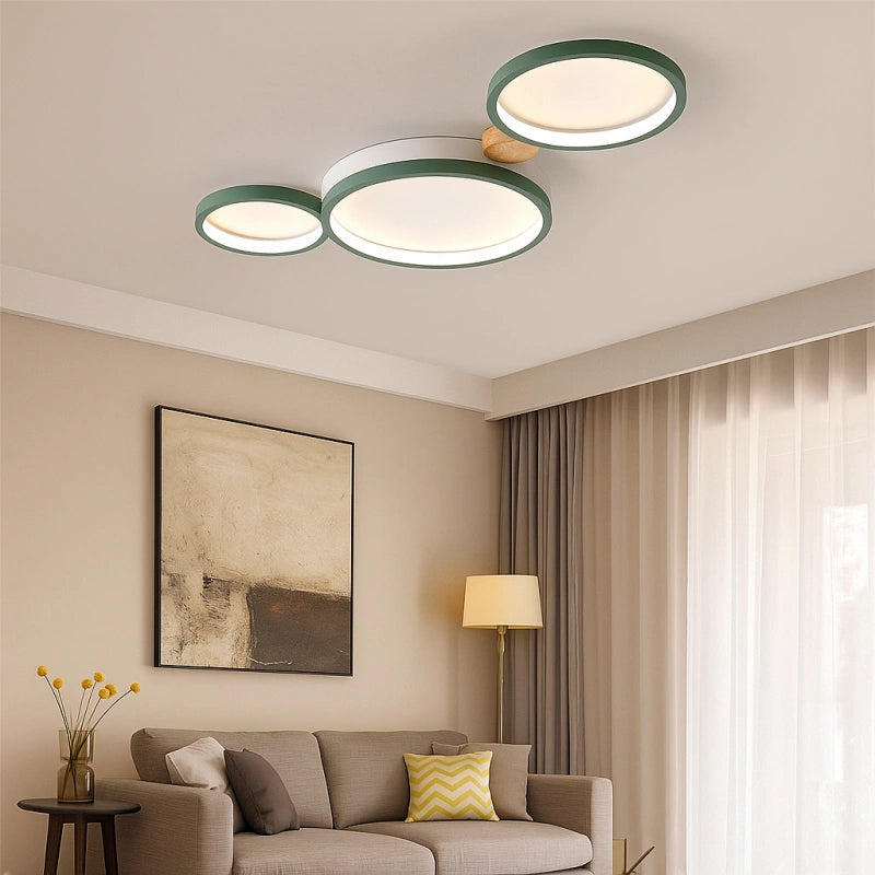 Lámpara LED de Techo Estilo Nórdico de Aros Múltiples para Salón con Protección Ocular