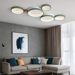 Lámpara LED de Techo Estilo Nórdico de Aros Múltiples para Salón con Protección Ocular