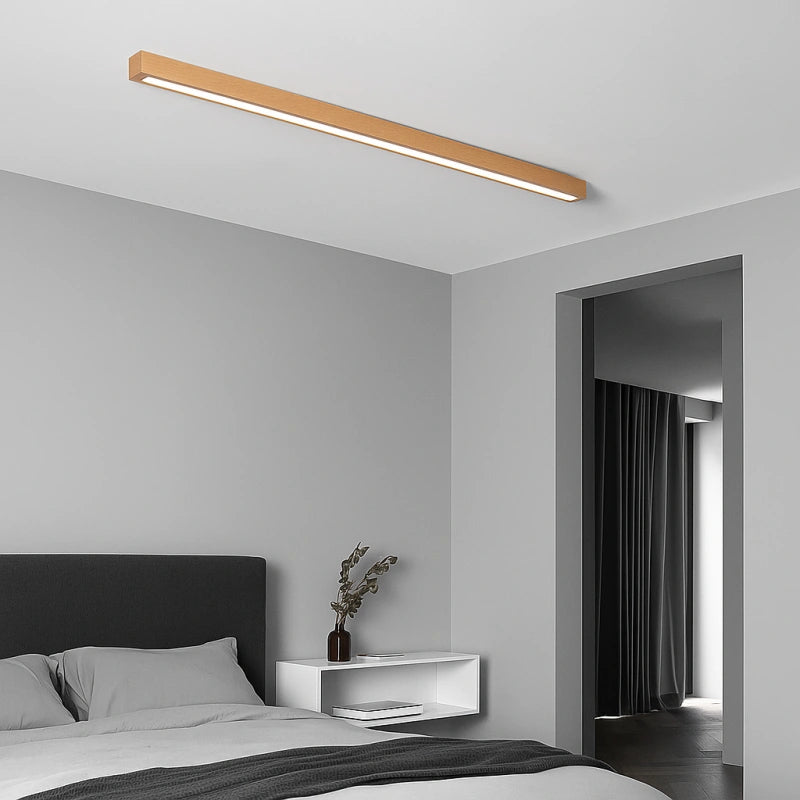 Lámpara de Pasillo de Techo LED de Madera Maciza Estilo Nórdico Alargada