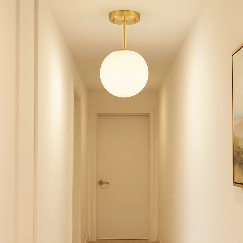Lámpara de Techo LED Nórdica de Bola de Vidrio con Protección Ocular para Pasillo