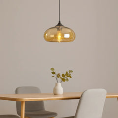 Lámpara Colgante Moderna Ovalada de Vidrio para Comedor