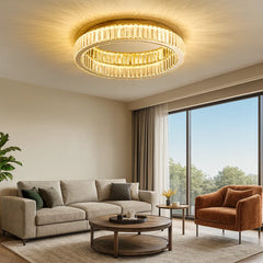 Lámpara de Techo LED Moderna de Cristal con Diseño de Anillo para Salón