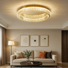Lámpara de Techo LED Moderna de Cristal con Diseño de Anillo para Salón