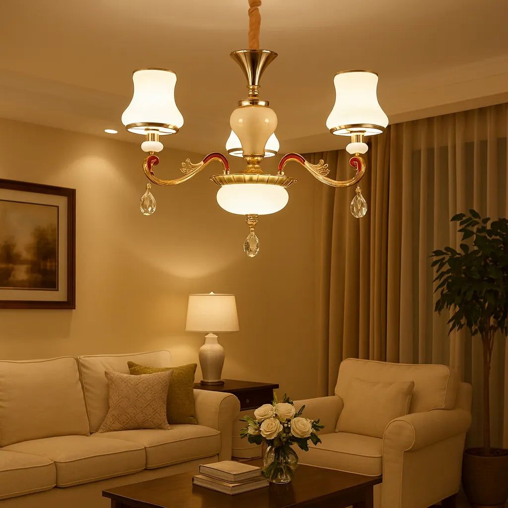 Lámpara Colgante de Cristal Estilo Europeo en Aleación de Zinc