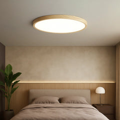 Lámpara de Techo LED Redonda Ultrafina Efecto Madera para Dormitorio