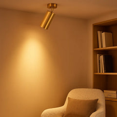 Foco Techo Dorado Moderno Cilíndrico 360 Grados Ajustable