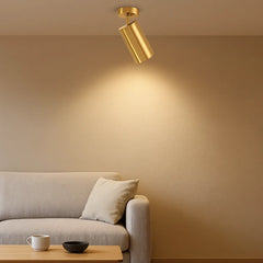 Foco Techo Dorado Moderno Cilíndrico 360 Grados Ajustable