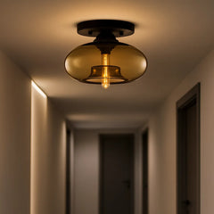 Lampara de Techo de Vidrio Ovalada Moderna para Pasillo, Ø 28 cm