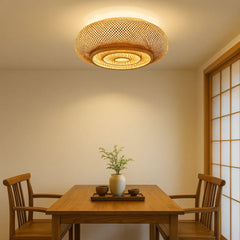 Lámpara de Techo de Bambú Tejido Estilo Japonés Redonda