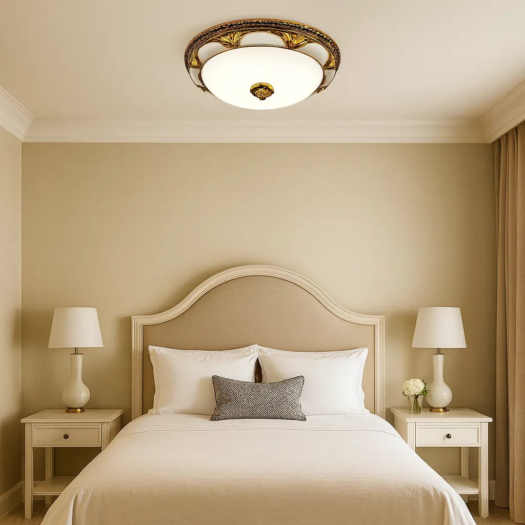 Lámpara de Techo LED Vintage de Vidrio Redonda para Dormitorio