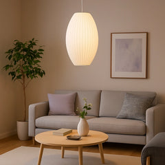 Lámpara Colgante de Tela Blanca Estilo Nórdico