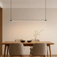 Lámpara colgante lineal minimalista regulable negra de metal para comedor